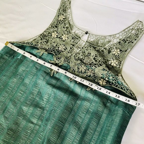 Free People Emerald Green Crochet Dress‎ Size Small Boho - Picture 5 of 7